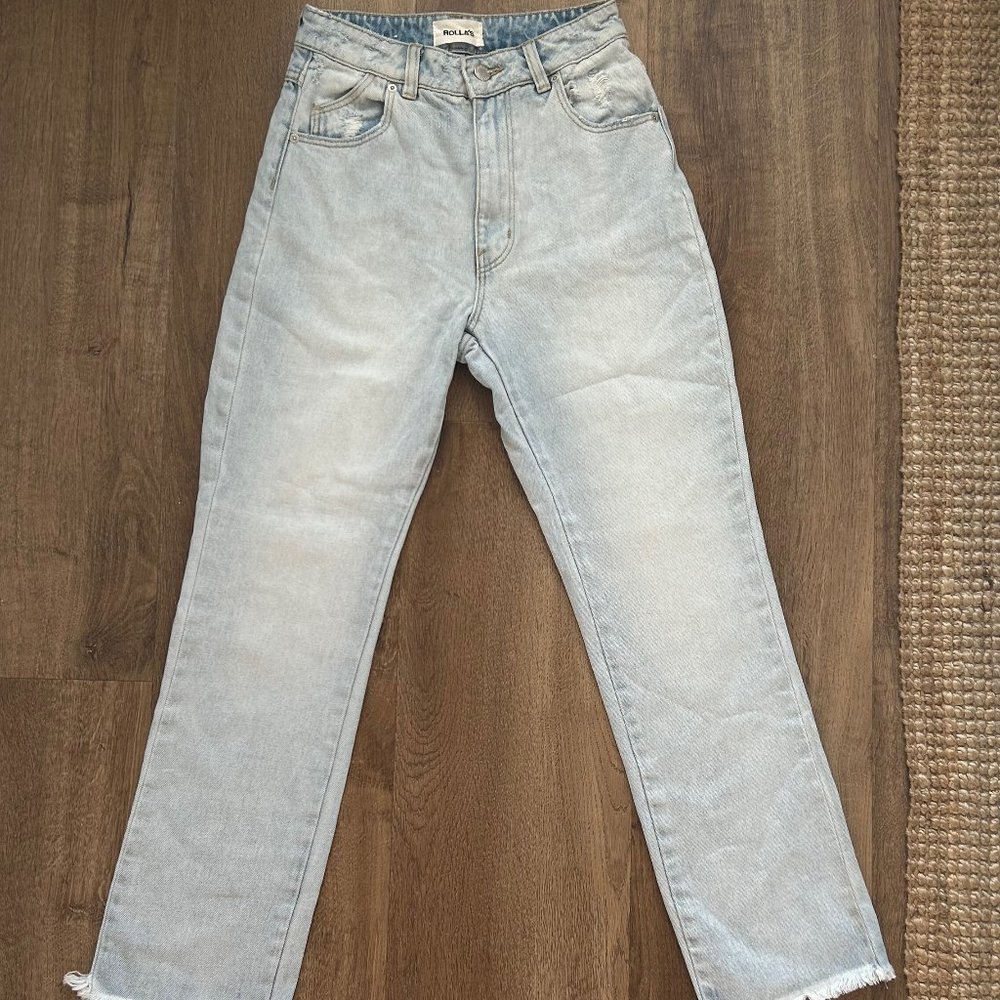 Rolla's Light Wash High Rise Straight Crop Jean - size 26